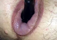 Fucking my puffy man pussy with a toy