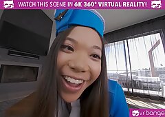 VRBangers Hot Asian stewardesses Teen Fucked Hard Big A Big Cock
