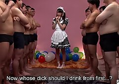 JAV star Airi Natsume CFNM maid blowjob cumshot Subtitled