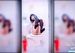 Asian SISSY ANAL, FINGERING, MOANNING &amp_ CUM IN TOILET