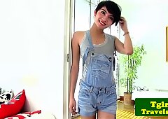 Young ladyboy Sofie gives hot solo show